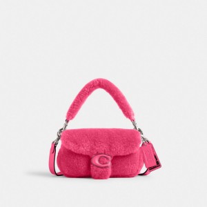 Dámské Kabelka přes Rameno Coach The Lil Nas X Drop Tabby 18 In Shearling Stříbrné Světle Fuchsie | CZ LIM170