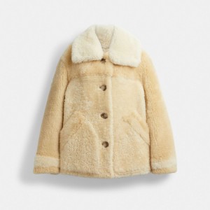 Dámské Kabát Coach All Over Colorblock Shearling Bílé Viacfarebný | CZ XYO692