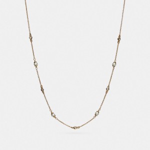 Dámské Náhrdelník Coach Classic Crystal Pearl Zlaté | CZ AHA505