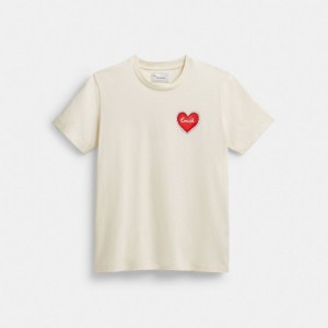Dámské Tričko Coach Heart Bílé | CZ FDY581