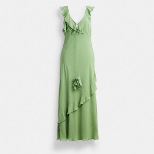Dámské Šaty Coach V Neck Bias Zelene | CZ YXP666