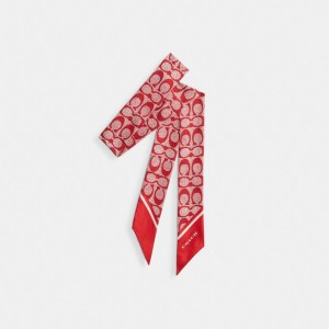 Dámské Šátek Coach Vintage Signature Print Silk Skinny Červené | CZ FDS425