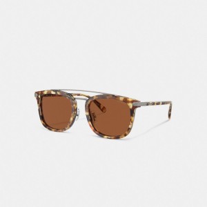 Pánské Sluneční Brýle Coach Wrap Around Hangtag Browbar Oranžové | CZ CTY797